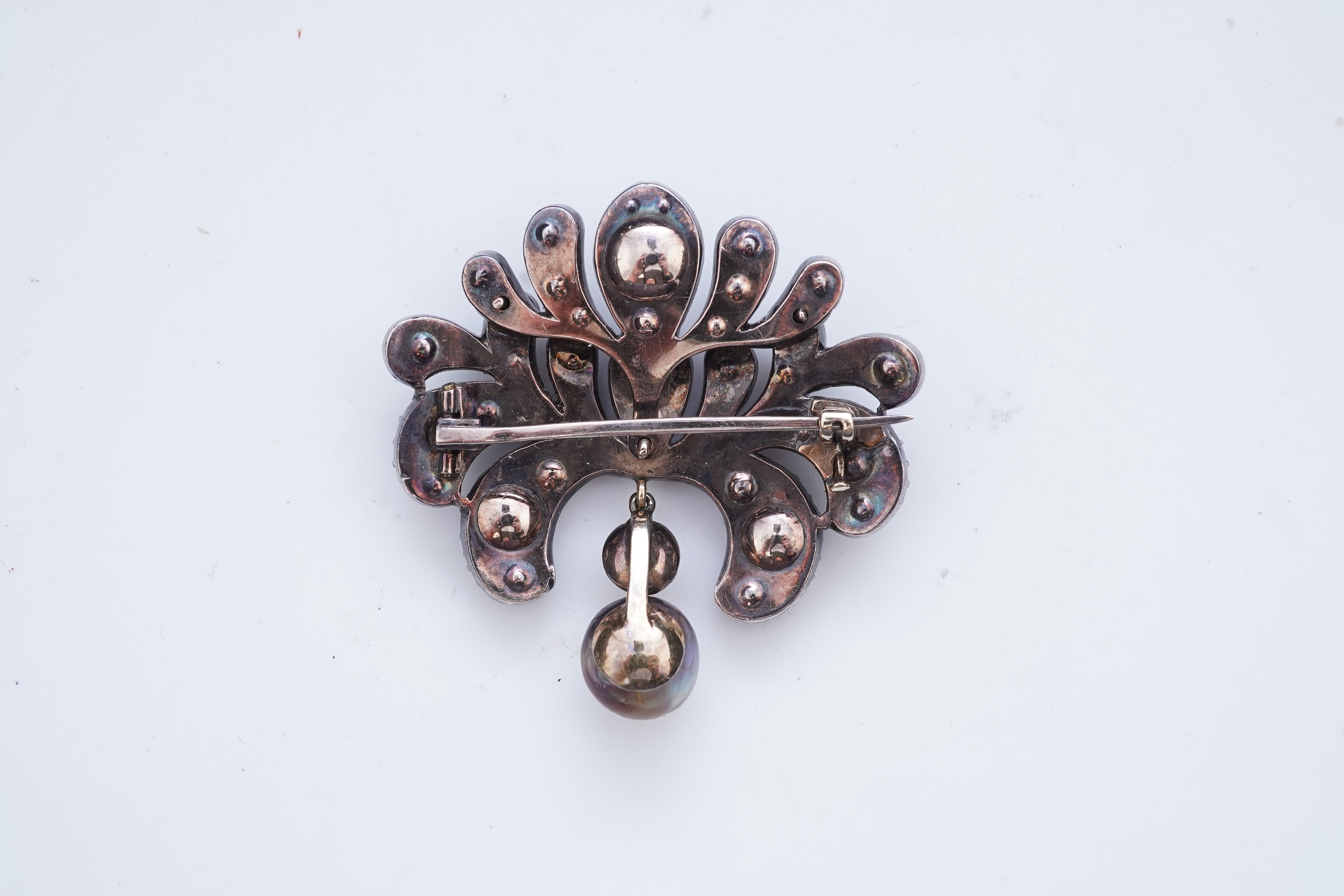 A rare diamond and natural pearl brooch, possibly Ottoman, early 19th century and later